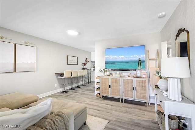 living room featuring baseboards and wood finished floors
