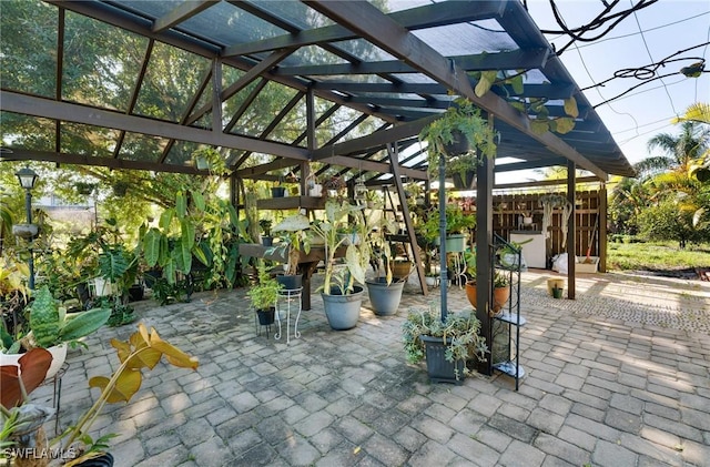 view of patio / terrace featuring a pergola