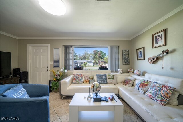 1862 Moreno Ave, Fort Myers, FL 33901 - living area with light tile patterned floors and ornamental molding