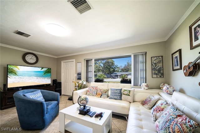 1862 Moreno Ave, Fort Myers, FL 33901 - living room featuring light tile patterned flooring, visible vents, and ornamental molding