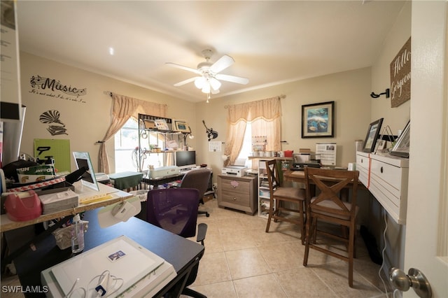 1862 Moreno Ave, Fort Myers, FL 33901 - home office featuring light tile patterned floors and a ceiling fan