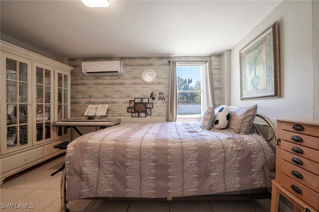 1862 Moreno Ave, Fort Myers, FL 33901 - bedroom with wood walls and a wall mounted AC
