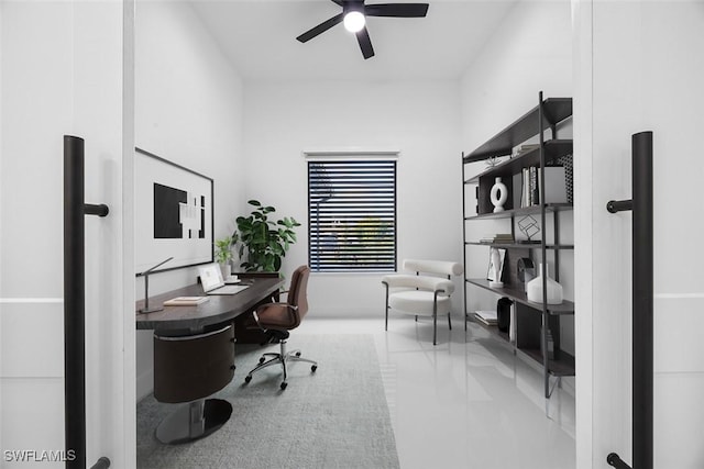 office featuring ceiling fan