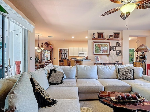 2030 Rio Nuevo Dr, North Fort Myers, FL 33917 - living room featuring recessed lighting and ceiling fan