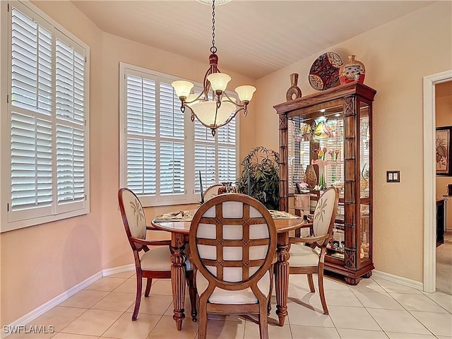 2030 Rio Nuevo Dr, North Fort Myers, FL 33917 - dining room featuring a chandelier, light tile patterned floors, and baseboards
