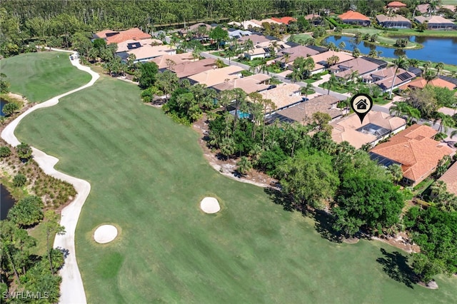 aerial view featuring a residential view and a water view