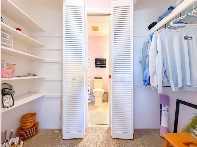 interior space featuring visible vents and carpet floors