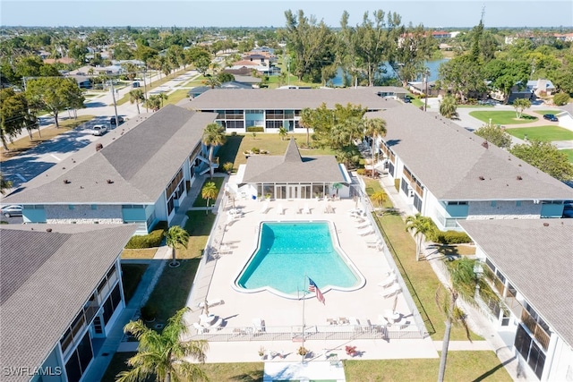 aerial view with a residential view