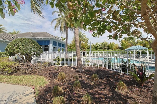 community pool with fence