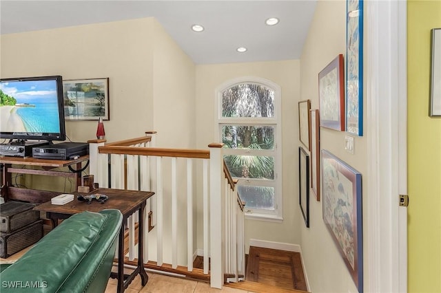 home office featuring recessed lighting, a healthy amount of sunlight, and baseboards