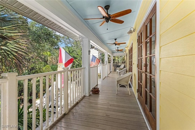 deck featuring ceiling fan