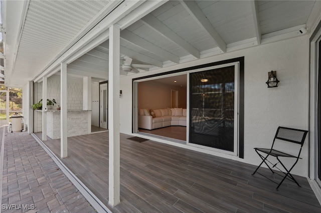 deck featuring ceiling fan