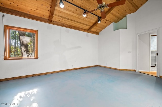 3775 27th Ave SW, Naples, FL 34117 - empty room featuring wood ceiling, a ceiling fan, and baseboards