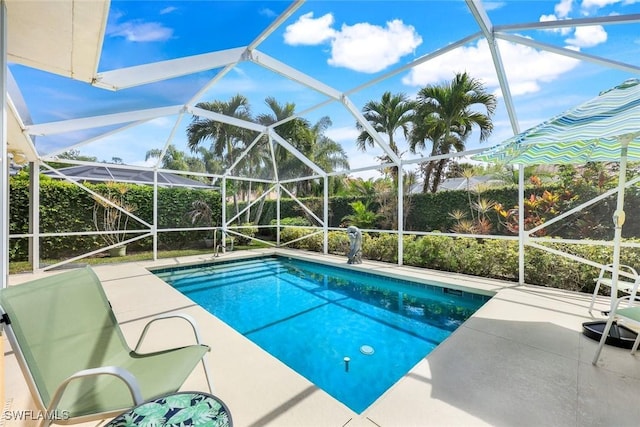 4221 Saint George Ln, Naples, FL 34119 - outdoor pool with glass enclosure and a patio