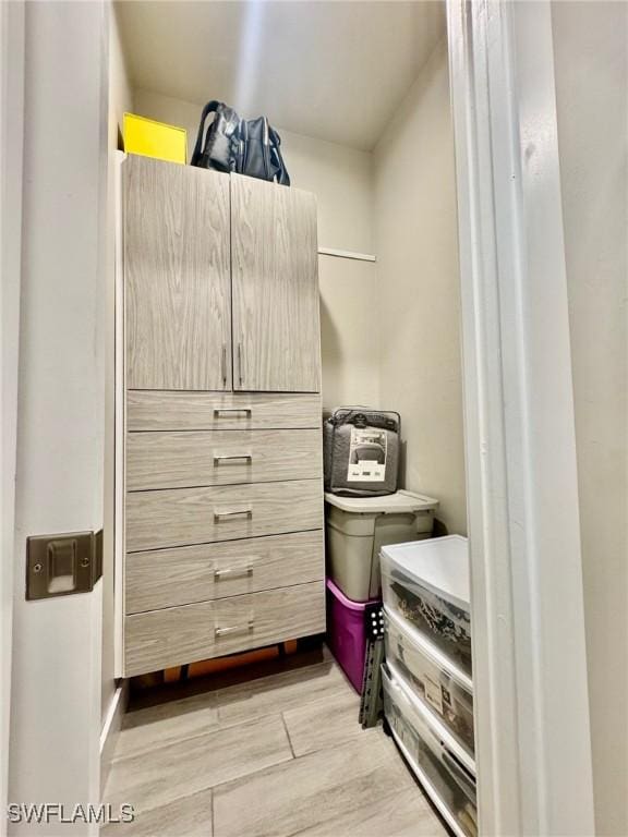 walk in closet featuring light wood finished floors