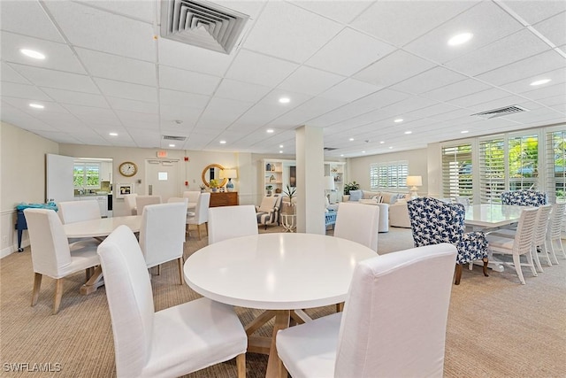 220 Seaview Ct Unit 305, Marco Island, FL 34145 - dining room with recessed lighting, light colored carpet, and visible vents