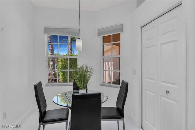 dining space with baseboards and a wealth of natural light