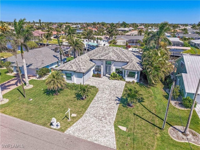 drone / aerial view with a residential view