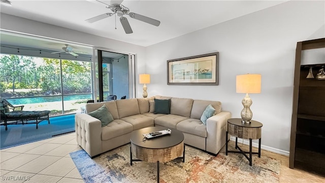 10139 Colonial Country Club Blvd S Unit 1006, Fort Myers, FL 33913 - living area featuring baseboards, ceiling fan, and tile patterned flooring