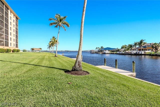 view of yard with a water view