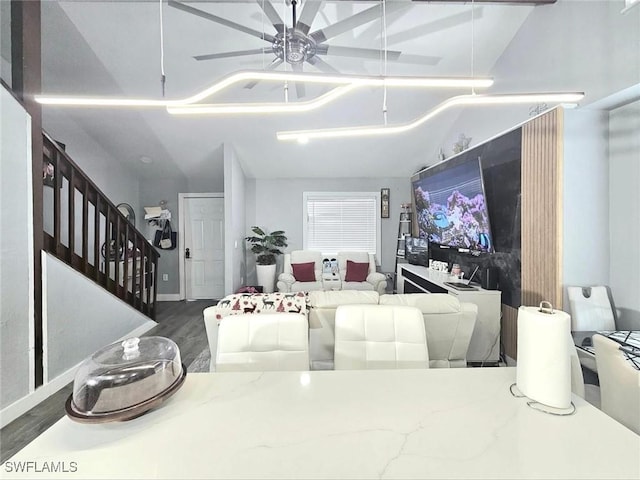 5529/5531 10th Ave, Fort Myers, FL 33907 - home theater room featuring wood finished floors, ceiling fan, and baseboards