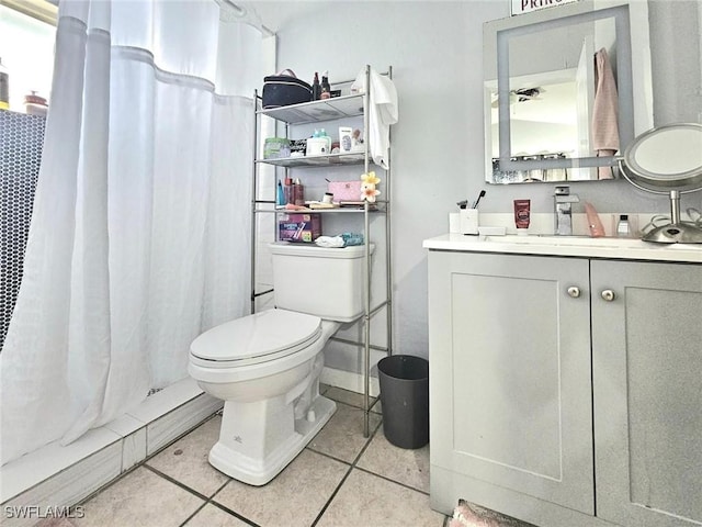 5529/5531 10th Ave, Fort Myers, FL 33907 - bathroom with toilet, vanity, tile patterned floors, and curtained shower