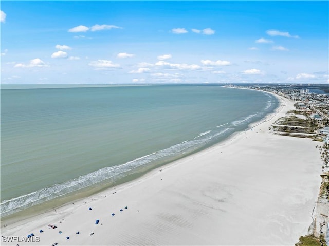 view of water feature featuring a view of the beach