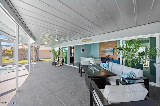 view of patio / terrace featuring an outdoor hangout area and ceiling fan