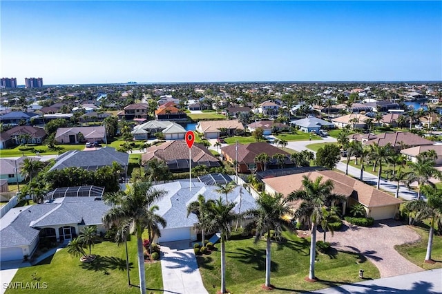 bird's eye view with a residential view