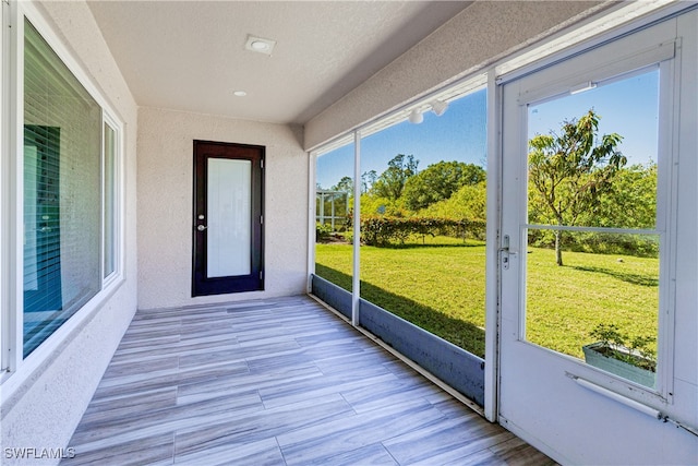 view of unfurnished sunroom