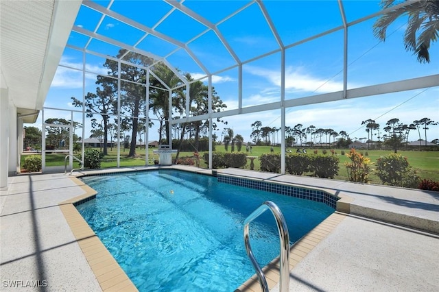 pool with a patio and a lanai