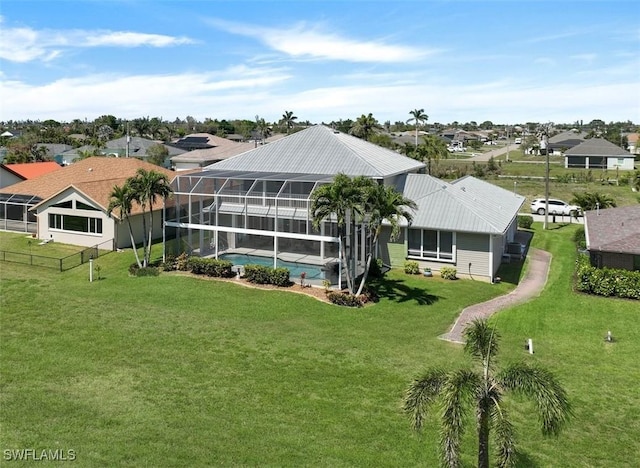 birds eye view of property with a residential view