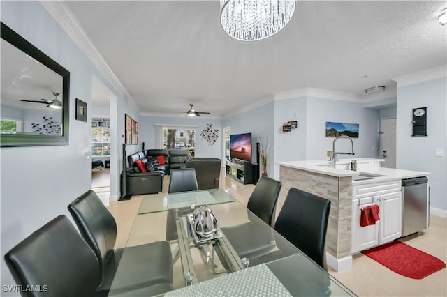11510 Villa Grand Unit 408, Fort Myers, FL 33913 - dining space with crown molding and ceiling fan with notable chandelier