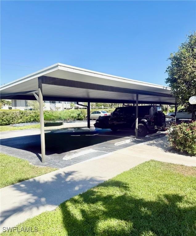 view of covered parking lot