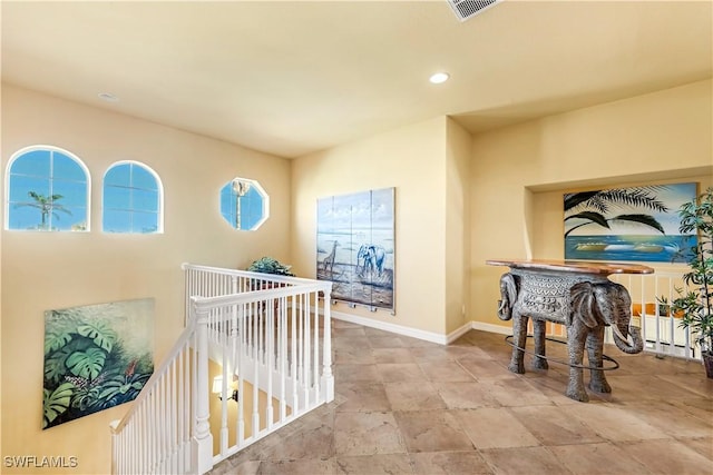 416 SW 52nd St, Cape Coral, FL 33914 - hallway with recessed lighting, visible vents, an upstairs landing, and baseboards