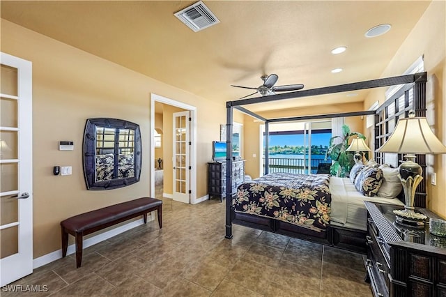 416 SW 52nd St, Cape Coral, FL 33914 - bedroom featuring access to exterior, french doors, visible vents, and baseboards