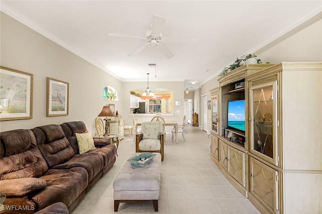 8339 Langshire Way, Fort Myers, FL 33912 - living room featuring a ceiling fan and light tile patterned flooring