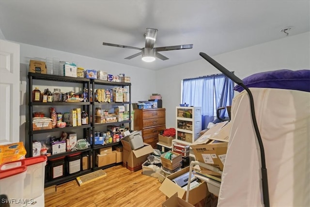 interior space with a ceiling fan