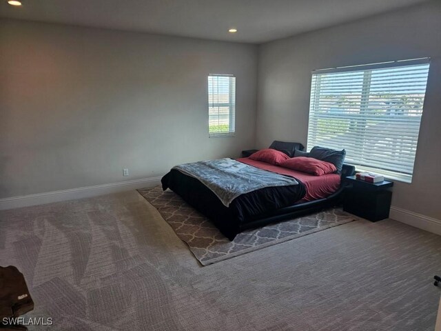 9121 Caicos Way, Naples, FL 34114 - carpeted bedroom with multiple windows, baseboards, and recessed lighting