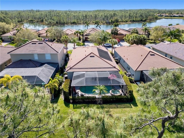 21116 Bella Terra Blvd, Estero, FL 33928 - drone / aerial view with a residential view, a water view, and a view of trees