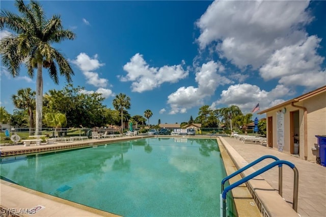 pool featuring a patio area