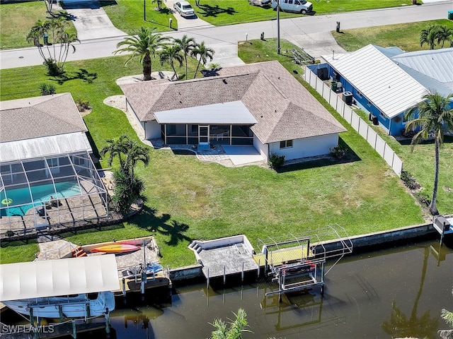 bird's eye view featuring a water view