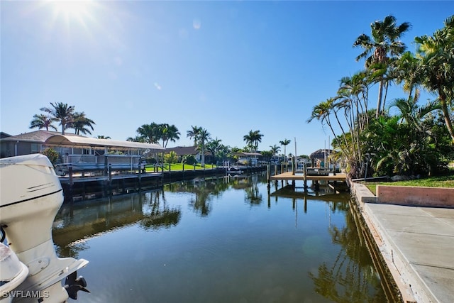 water view with a boat dock