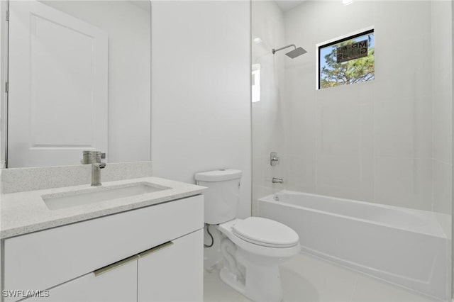 bathroom featuring vanity, toilet, and shower / bathing tub combination