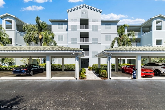 view of covered parking lot