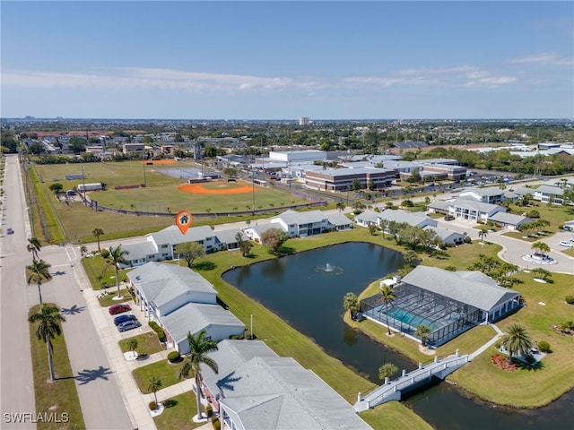 bird's eye view featuring a water view