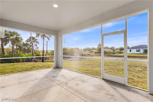 view of unfurnished sunroom