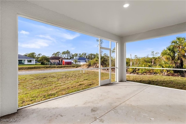 view of unfurnished sunroom