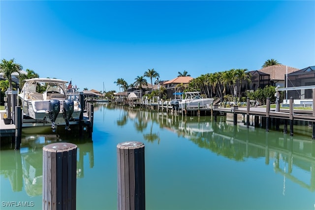 dock area featuring a water view