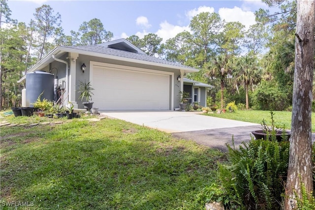 420 20th Ave NW, Naples, FL 34120 - ranch-style home featuring stucco siding, a front lawn, concrete driveway, an attached garage, and roof with shingles